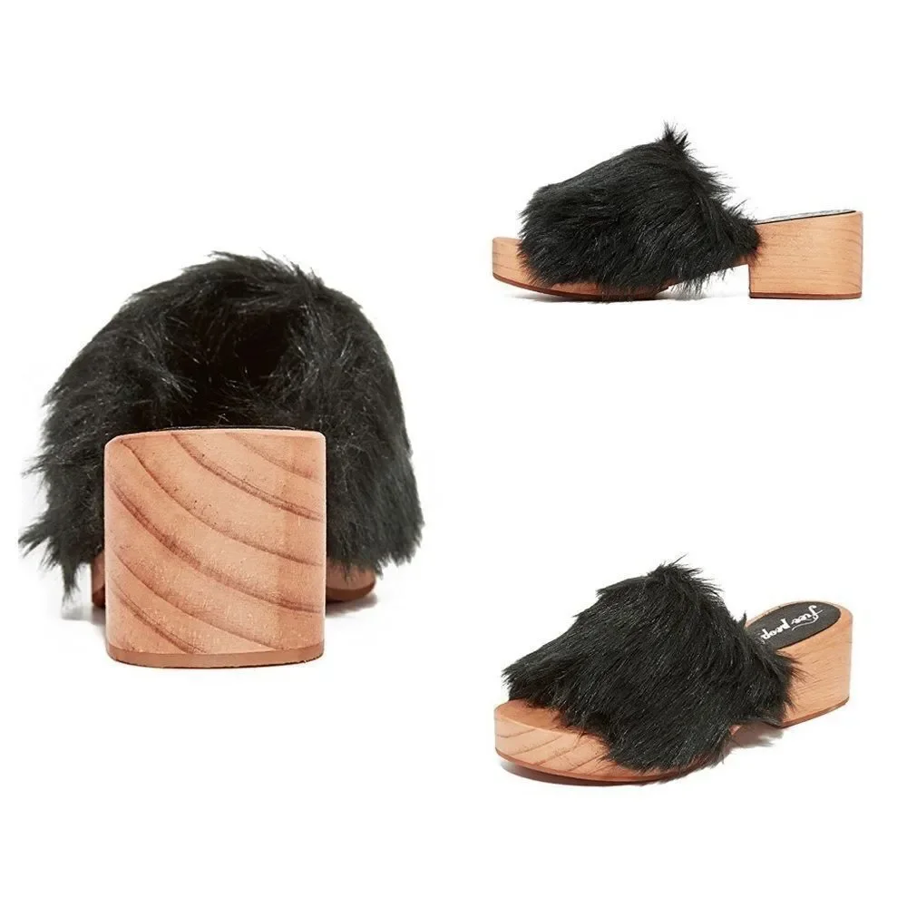 NEW Free People Faux Fur Sonnet Clog Sandal Sz 6